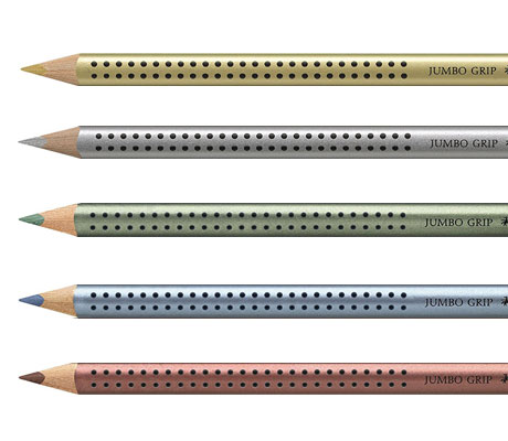 Цветни моливи Jumbo Grip металик Faber-Castell