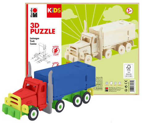 Дървен 3D пъзел - Камион Marabu KIDS
