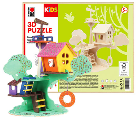 Дървен 3D Пъзел - Къща на дърво - 37 части Marabu KIDS