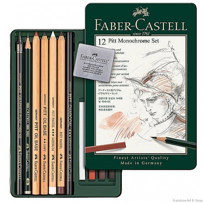 Креда комплект Faber-Castell PITT Monochromе set 9, 12, 21, 33 части