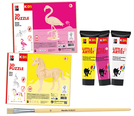 Комплект пъзели с бои за оцветяване Еднорог Little Artist Paint&Puzzle Unicorn